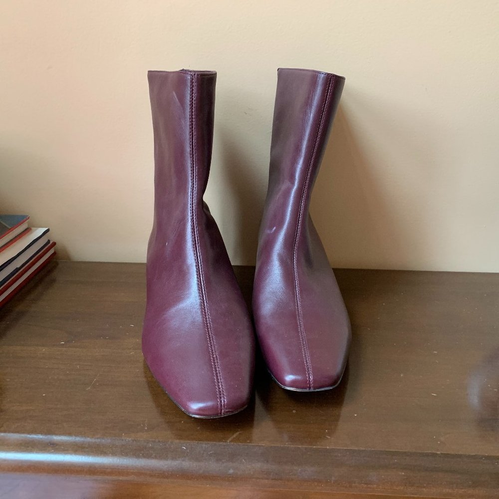 J. Crew Oxblood Center-Seam Leather Boots, Sz 11